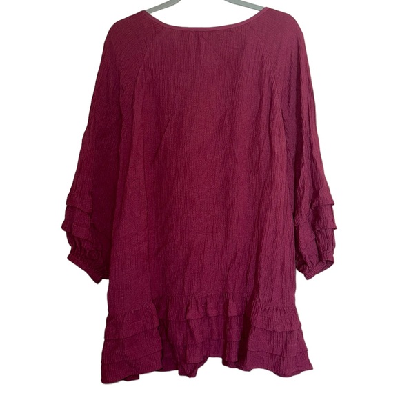 Soft Surroundings Mahdia Boho Crinkle Hot Pint Mauve Peasant Blouse Size Medium - Picture 4 of 8